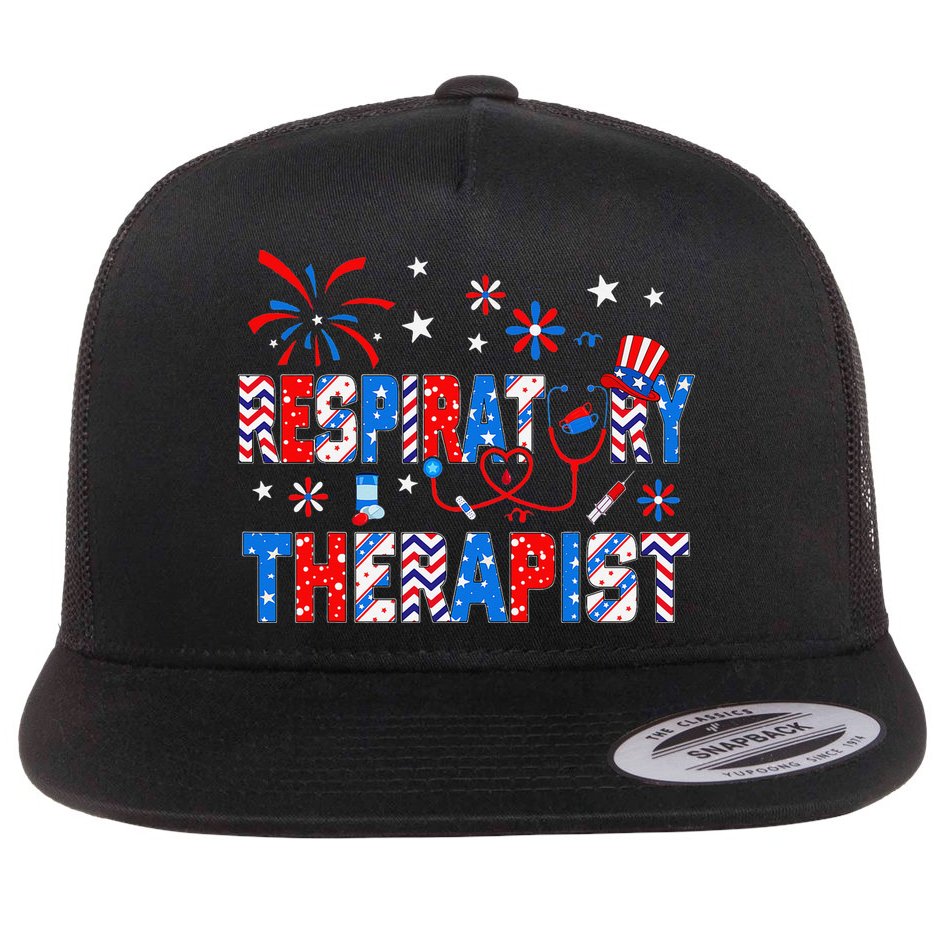 4th Of July For Wo Stethoscope Respiratory Therapist RT Flat Bill Trucker Hat