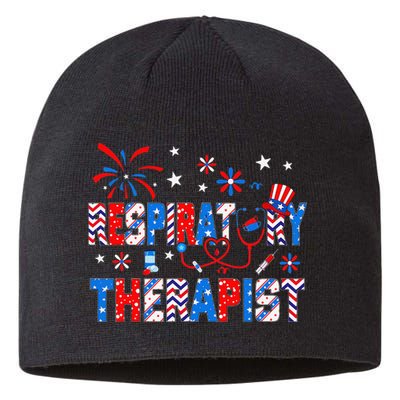 4th Of July For Wo Stethoscope Respiratory Therapist RT Sustainable Beanie
