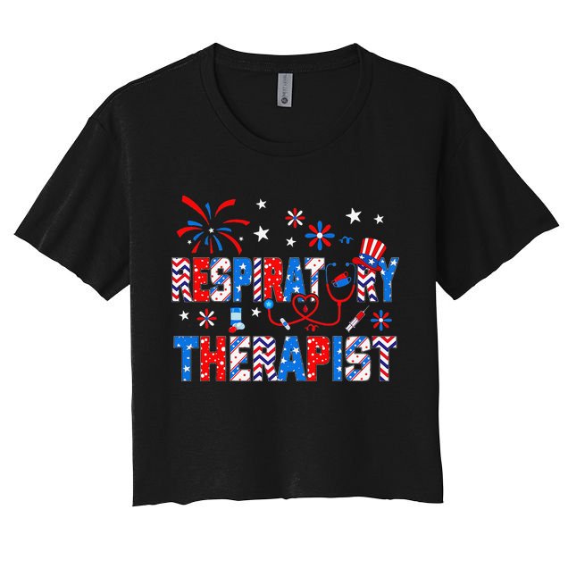 4th Of July For Wo Stethoscope Respiratory Therapist RT Crop Top