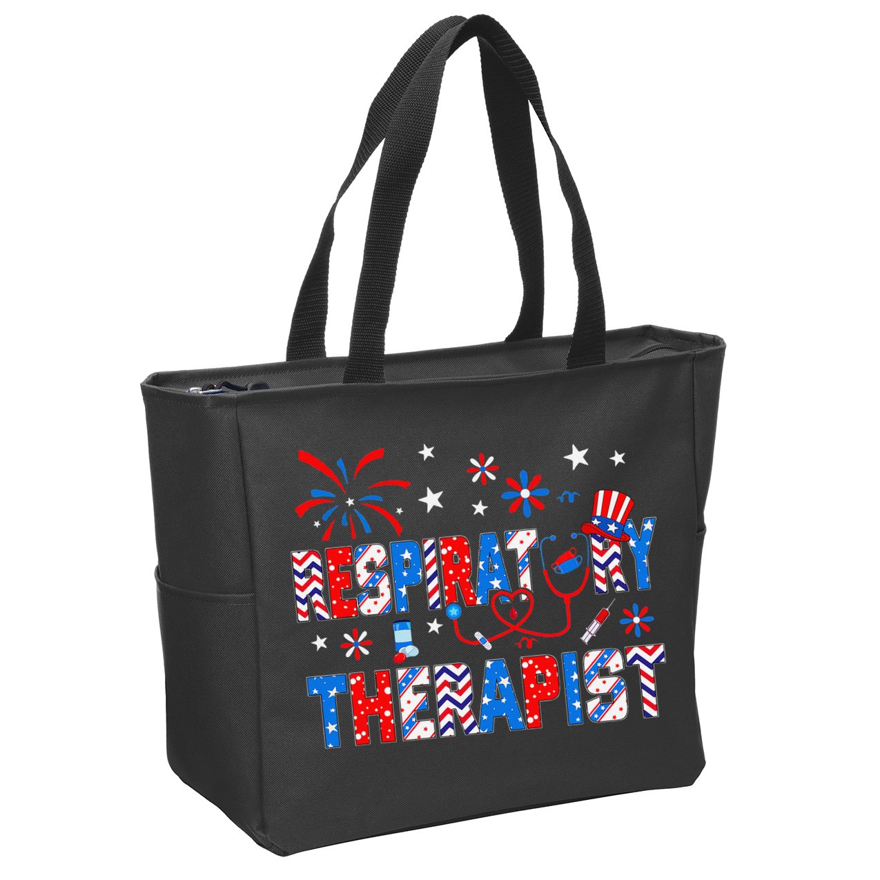 4th Of July For Wo Stethoscope Respiratory Therapist RT Zip Tote Bag