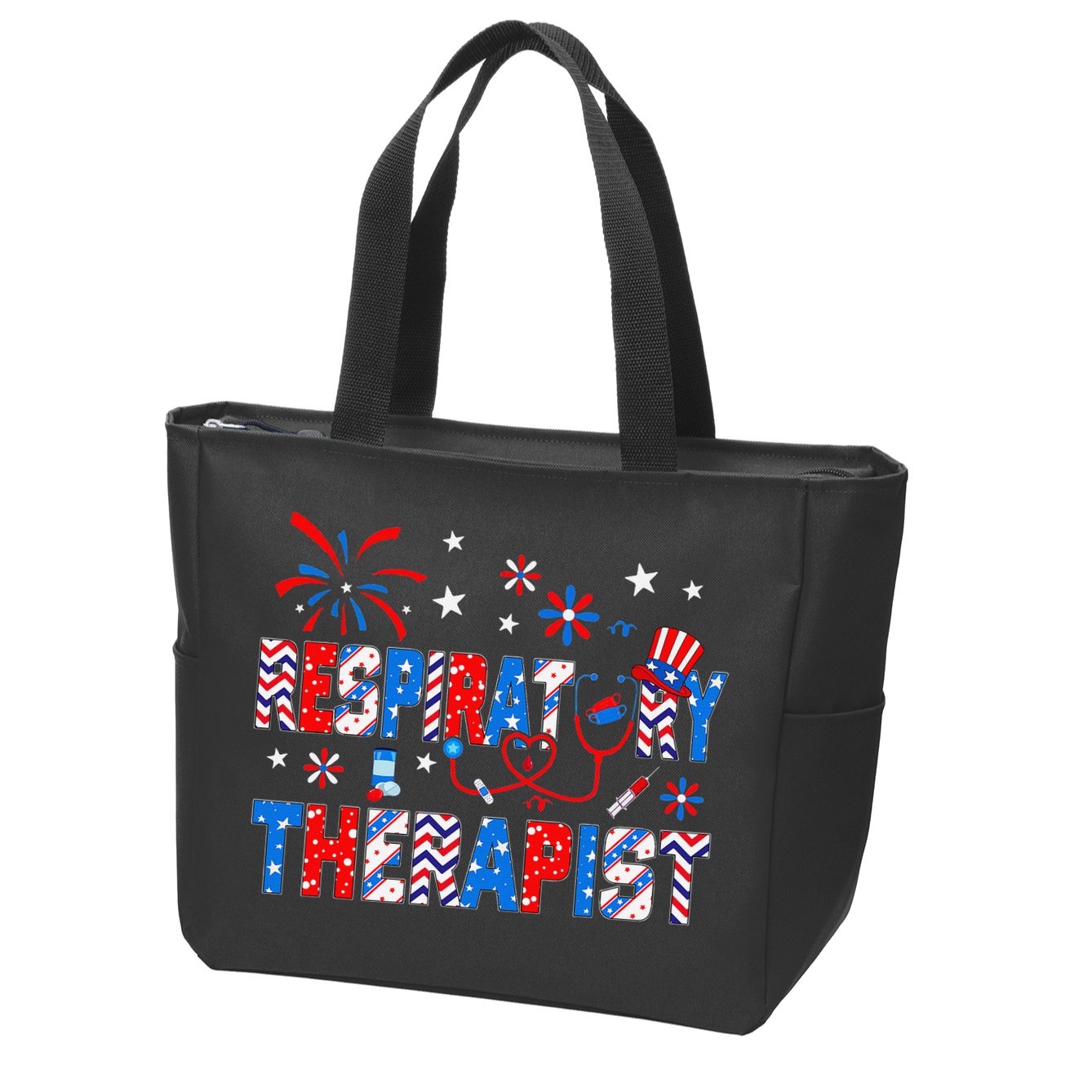 4th Of July For Wo Stethoscope Respiratory Therapist RT Zip Tote Bag
