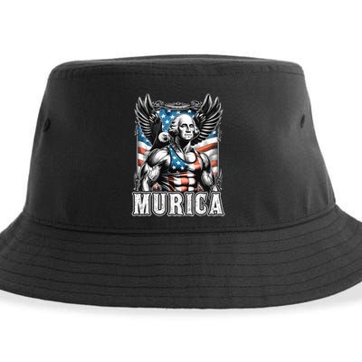 4th Of July Patriotic Funny George Washington July 4th Usa Sustainable Bucket Hat
