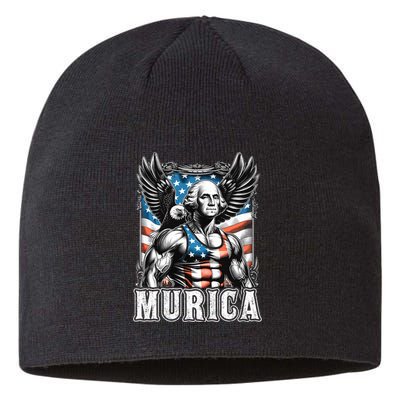 4th Of July Patriotic Funny George Washington July 4th Usa Sustainable Beanie