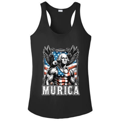 4th Of July Patriotic Funny George Washington July 4th Usa Ladies PosiCharge Competitor Racerback Tank
