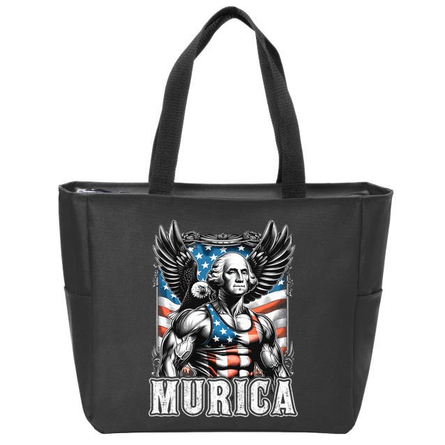 4th Of July Patriotic Funny George Washington July 4th Usa Zip Tote Bag