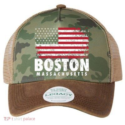 4th Of July Boston Massachusetts American Flag Legacy Tie Dye Trucker Hat