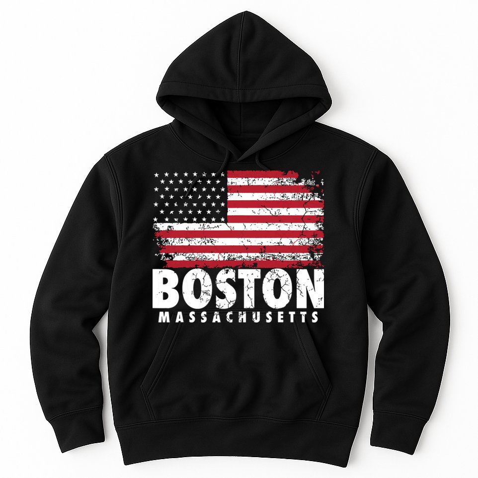 4th Of July Boston Massachusetts American Flag Hoodie