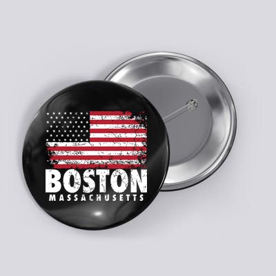 4th Of July Boston Massachusetts American Flag Button