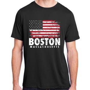 4th Of July Boston Massachusetts American Flag Adult ChromaSoft Performance T-Shirt