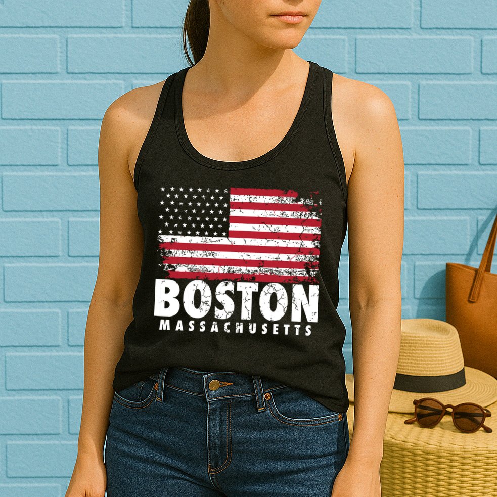 4th Of July Boston Massachusetts American Flag Womens Tank Top