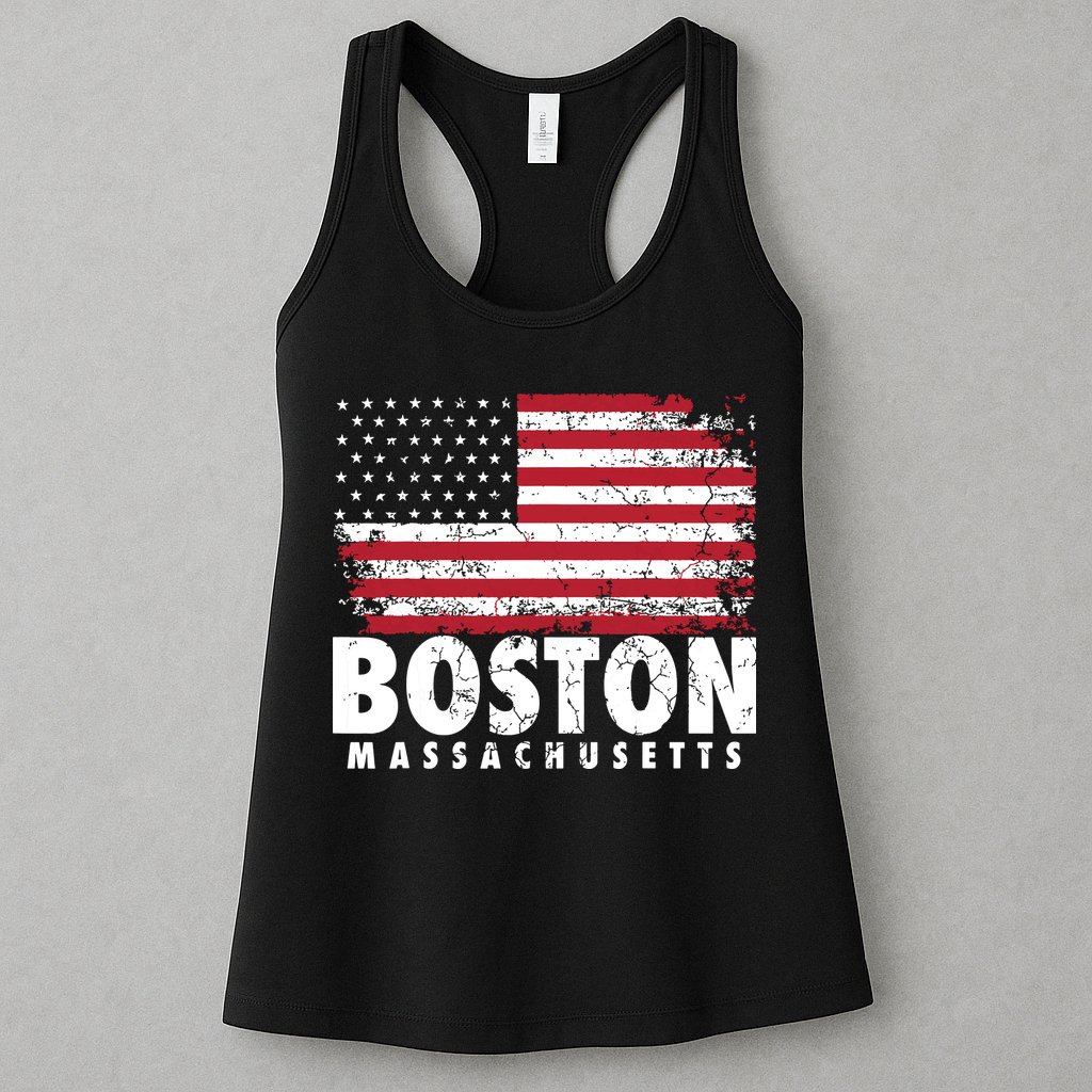 4th Of July Boston Massachusetts American Flag Womens Tank Top