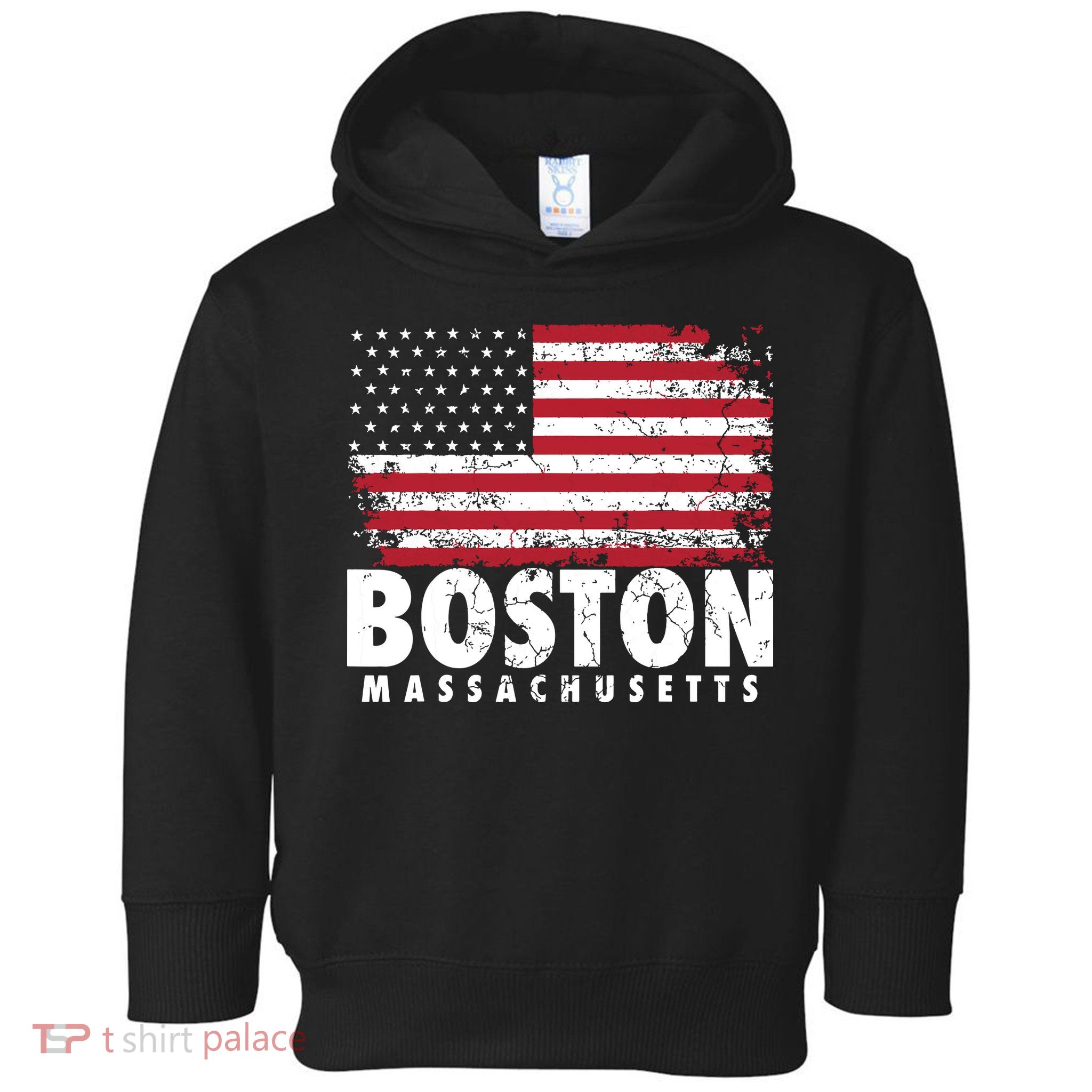 4th Of July Boston Massachusetts American Flag Toddler Hoodie