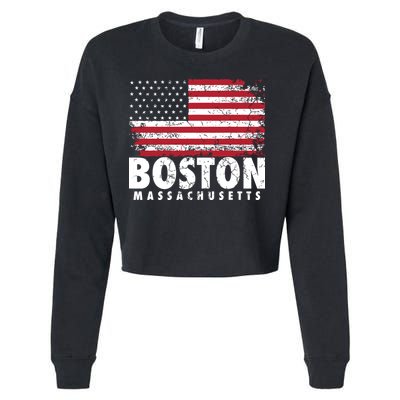 4th Of July Boston Massachusetts American Flag Cropped Pullover Crew