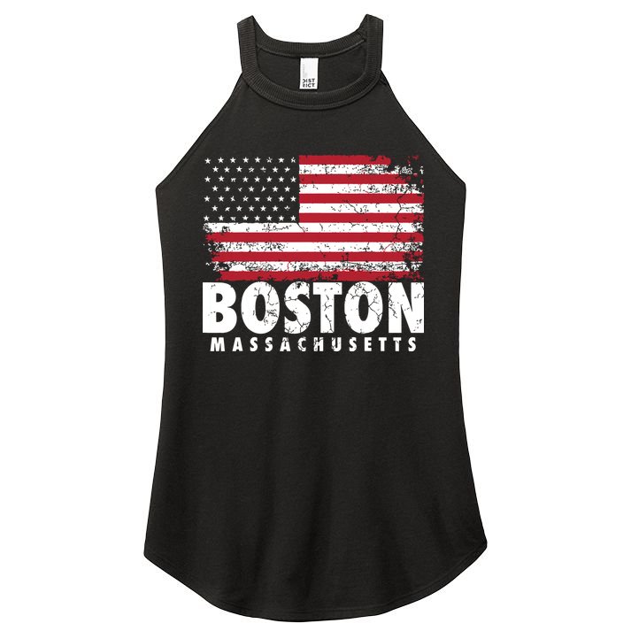 4th Of July Boston Massachusetts American Flag Women's Perfect Tri Rocker Tank