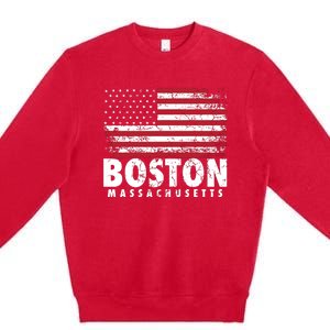 4th Of July Boston Massachusetts American Flag Premium Crewneck Sweatshirt