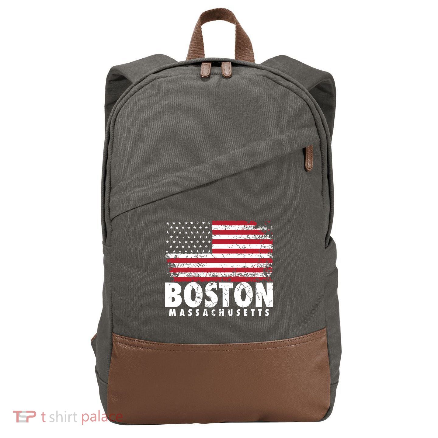 4th Of July Boston Massachusetts American Flag Cotton Canvas Backpack
