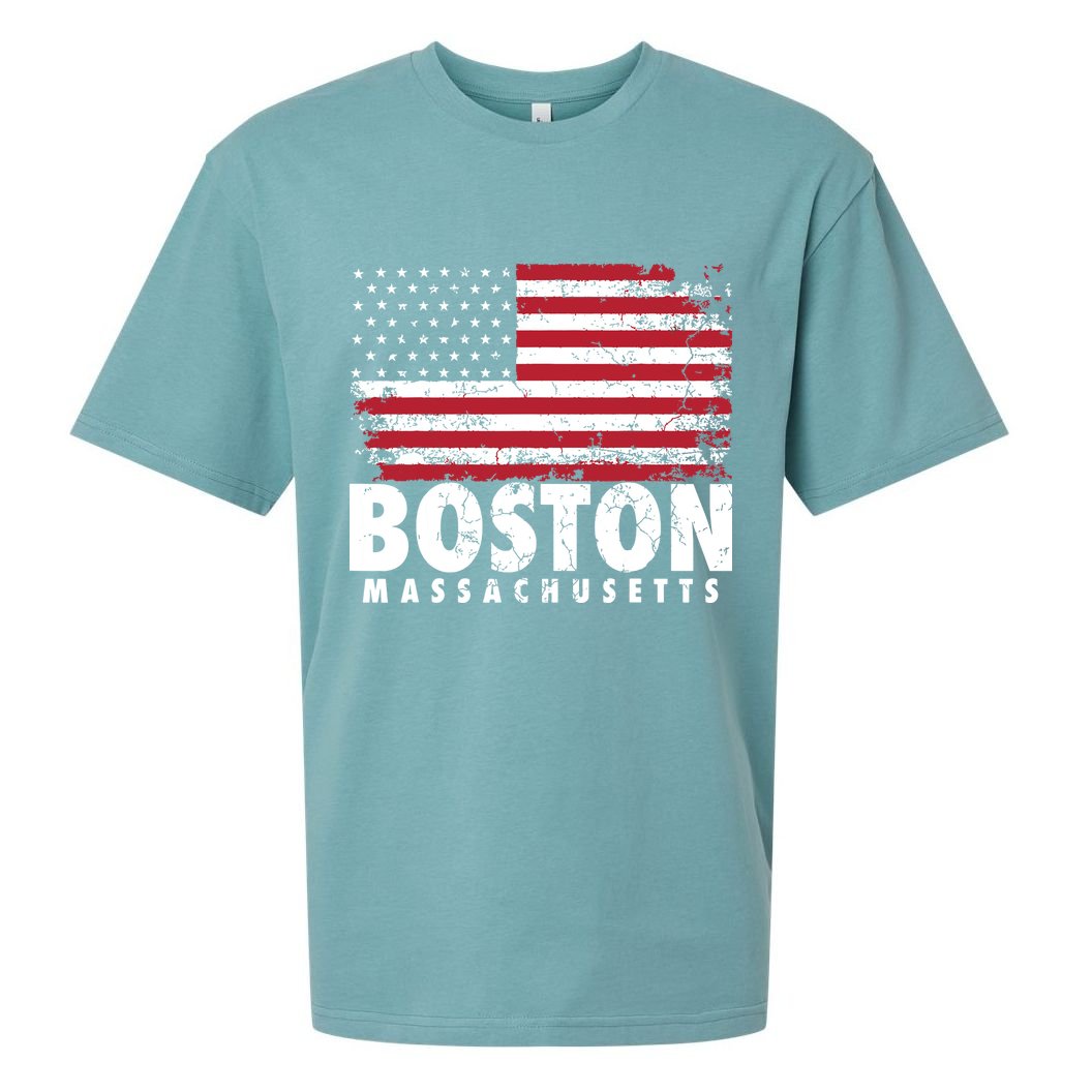 4th Of July Boston Massachusetts American Flag Sueded Cloud Jersey T-Shirt