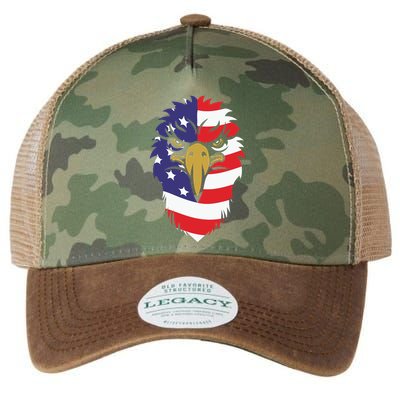 4th Of July Bald Eagle With American Flag Legacy Tie Dye Trucker Hat