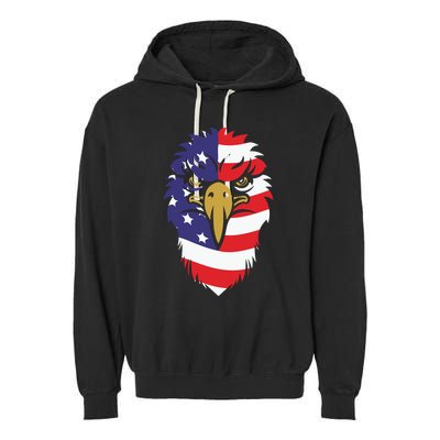 4th Of July Bald Eagle With American Flag Garment-Dyed Fleece Hoodie