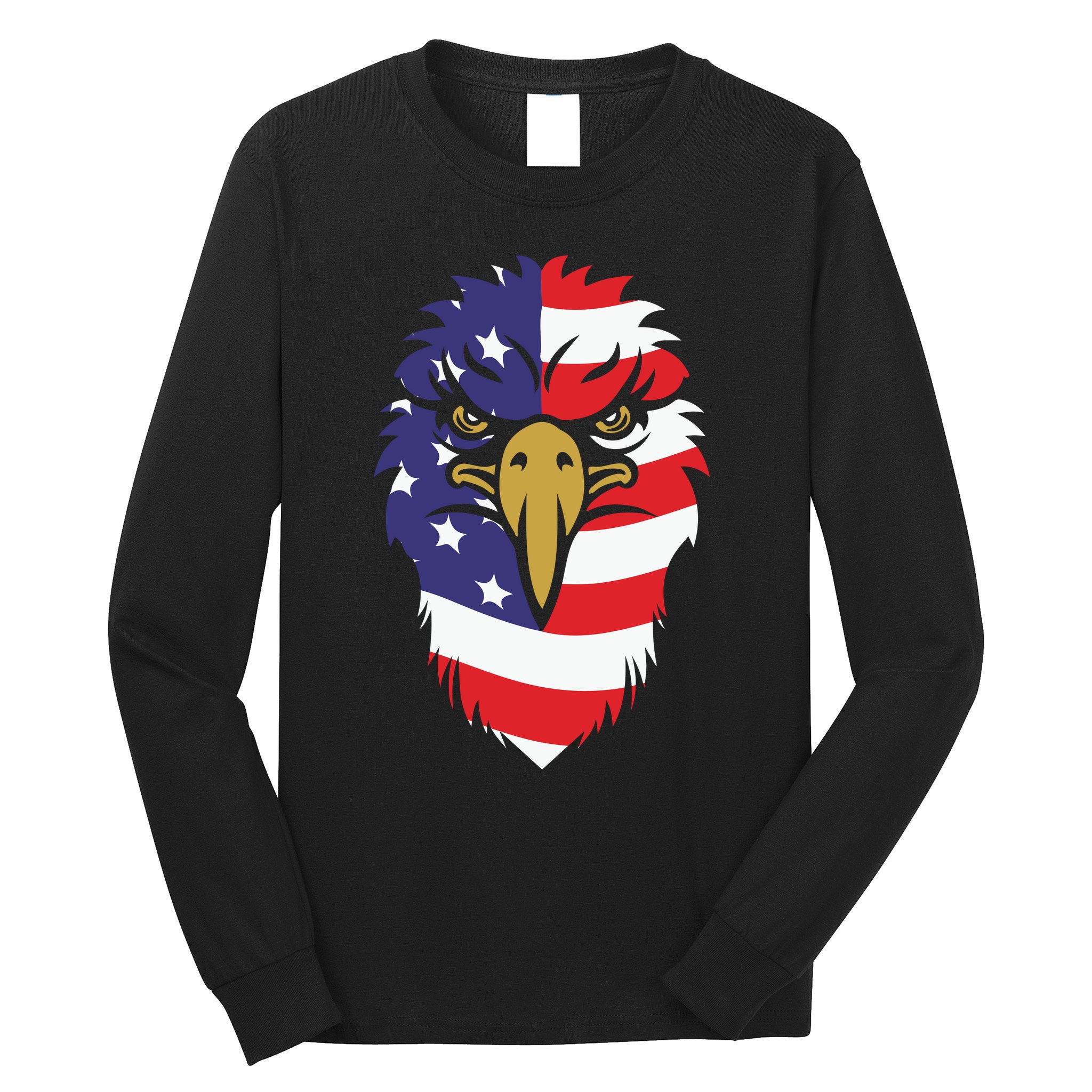 4th Of July Bald Eagle With American Flag Long Sleeve Shirt