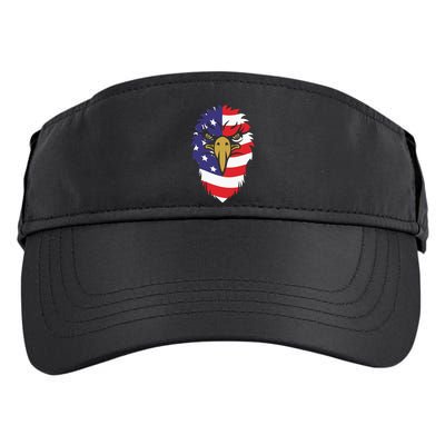 4th Of July Bald Eagle With American Flag Adult Drive Performance Visor