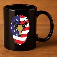 4th Of July Bald Eagle With American Flag 11oz C Handle Ceramic Mug