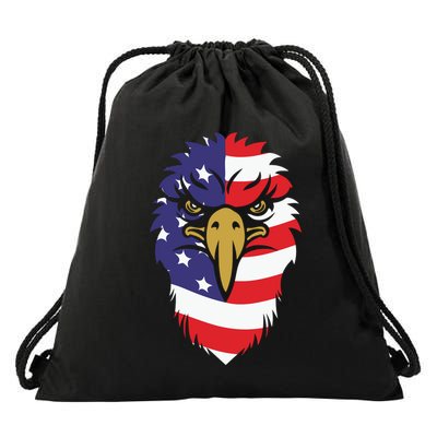 4th Of July Bald Eagle With American Flag Drawstring Bag