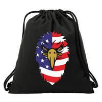 4th Of July Bald Eagle With American Flag Drawstring Bag