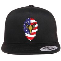4th Of July Bald Eagle With American Flag Flat Bill Trucker Hat