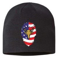 4th Of July Bald Eagle With American Flag Sustainable Beanie