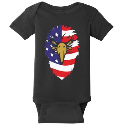 4th Of July Bald Eagle With American Flag Baby Bodysuit