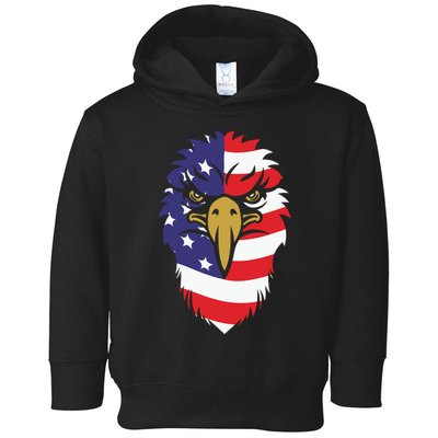 4th Of July Bald Eagle With American Flag Toddler Hoodie