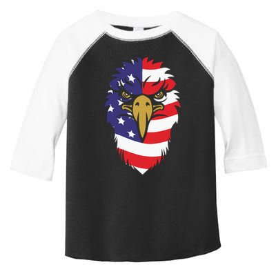 4th Of July Bald Eagle With American Flag Toddler Fine Jersey T-Shirt