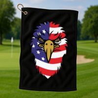 4th Of July Bald Eagle With American Flag Golf Towel