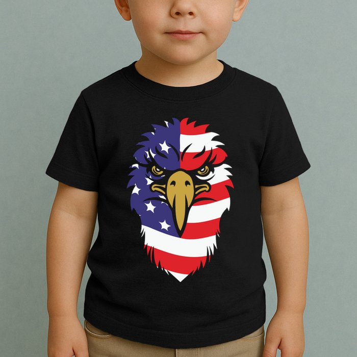 4th Of July Bald Eagle With American Flag Toddler T-Shirt