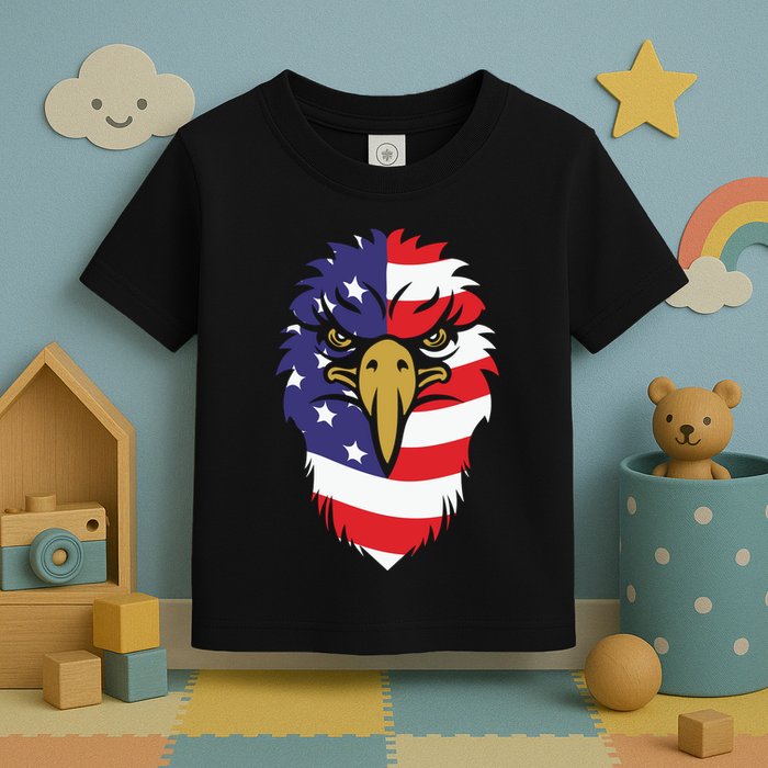 4th Of July Bald Eagle With American Flag Toddler T-Shirt
