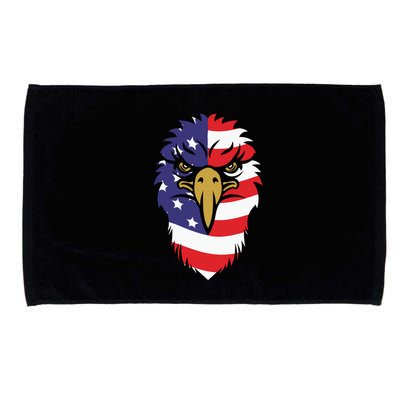 4th Of July Bald Eagle With American Flag Microfiber Hand Towel