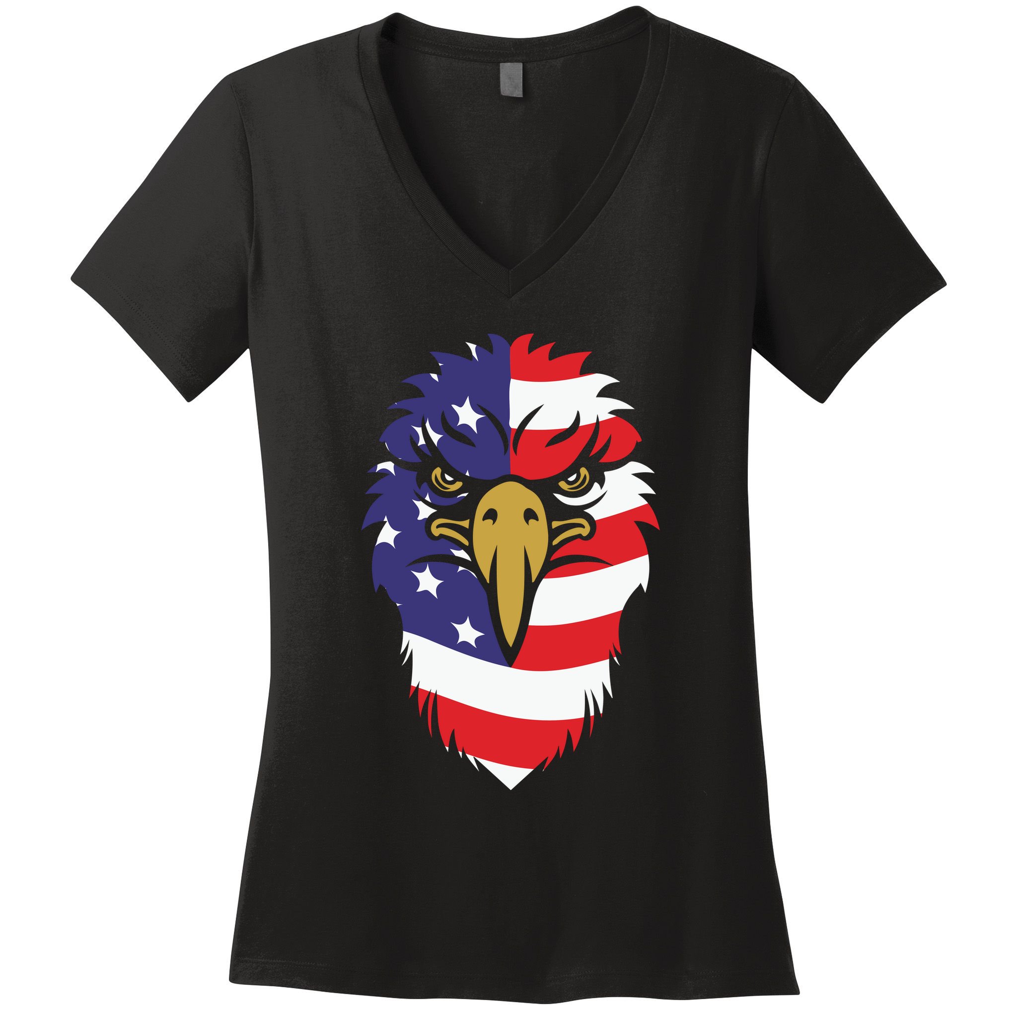4th Of July Bald Eagle With American Flag Women's V-Neck T-Shirt