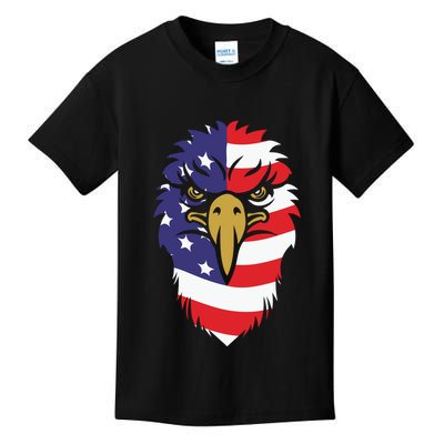 4th Of July Bald Eagle With American Flag Kids T-Shirt