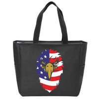 4th Of July Bald Eagle With American Flag Zip Tote Bag