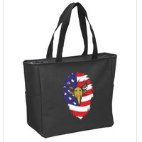 4th Of July Bald Eagle With American Flag Zip Tote Bag