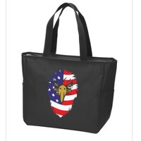 4th Of July Bald Eagle With American Flag Zip Tote Bag