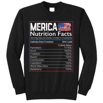 4th of July Proud American Merica Nutrition Facts Sweatshirt