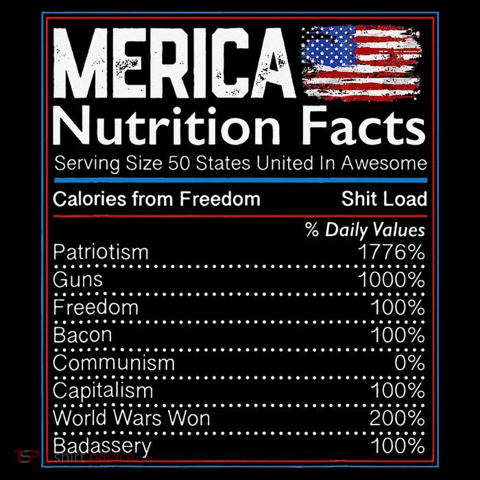 4th of July Proud American Merica Nutrition Facts Tall T-Shirt