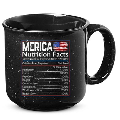 4th of July Proud American Merica Nutrition Facts 15oz Campfire Ceramic Mug