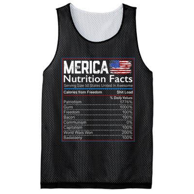 4th of July Proud American Merica Nutrition Facts Mesh Reversible Basketball Jersey Tank