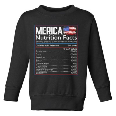 4th of July Proud American Merica Nutrition Facts Toddler Sweatshirt