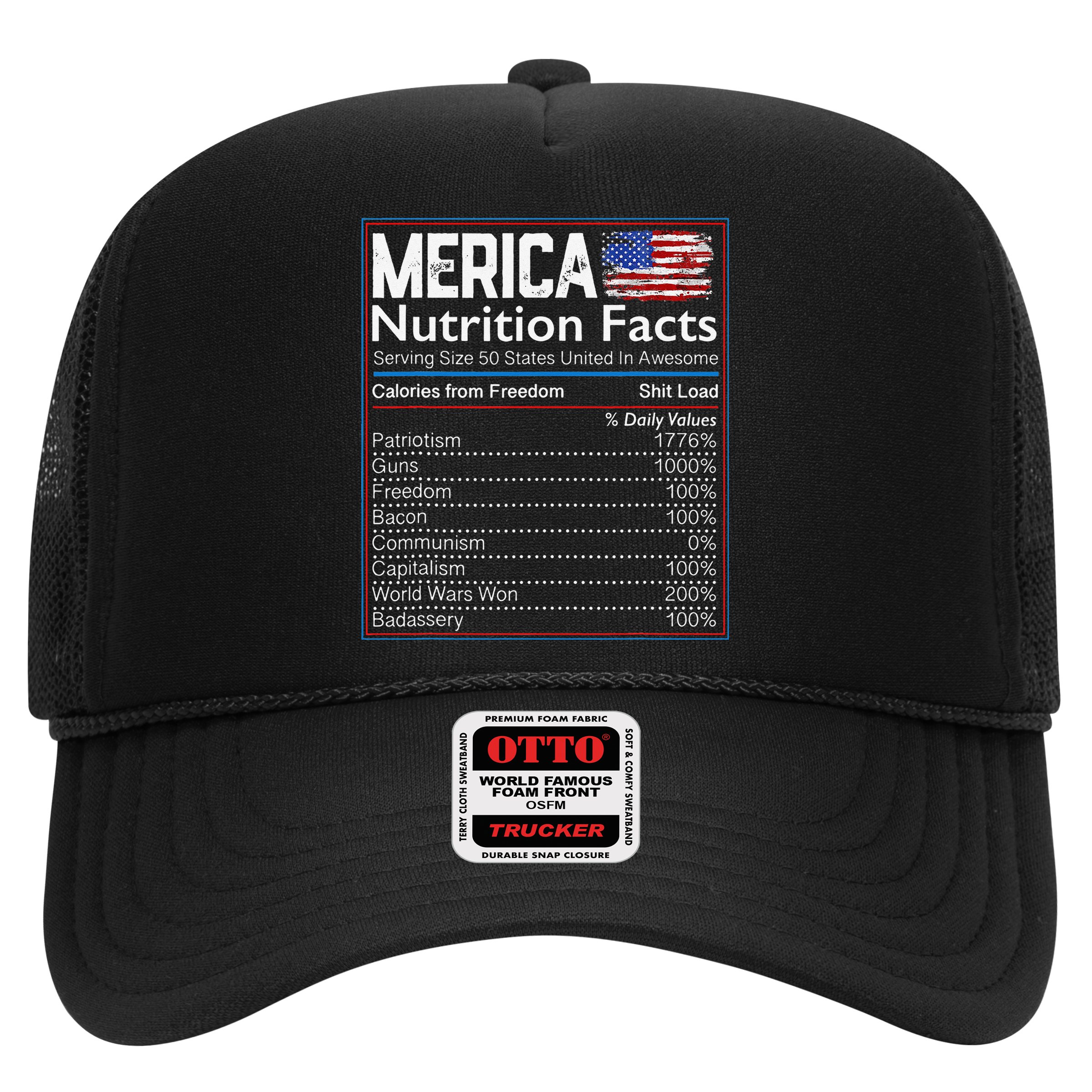 4th of July Proud American Merica Nutrition Facts Hat