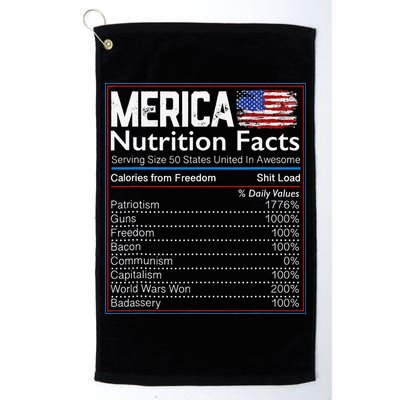 4th of July Proud American Merica Nutrition Facts Golf Towel