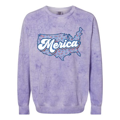 4th Of July Usa Cow Print Flag Merica Meaningful Gift Colorblast Crewneck Sweatshirt